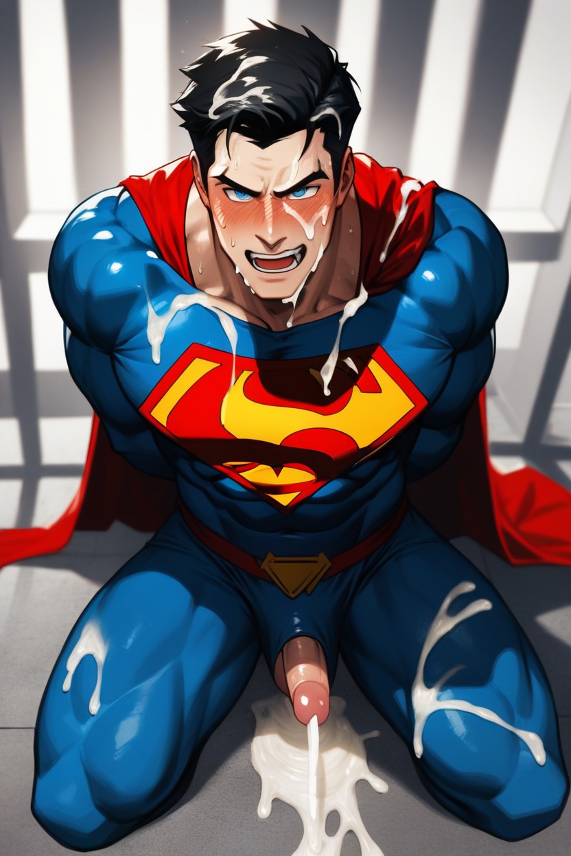 Loads Of Cum All Over Superman's Hair, Superman's Hair Completely Wet With Cum, Large Shoulders ИИ гей порно