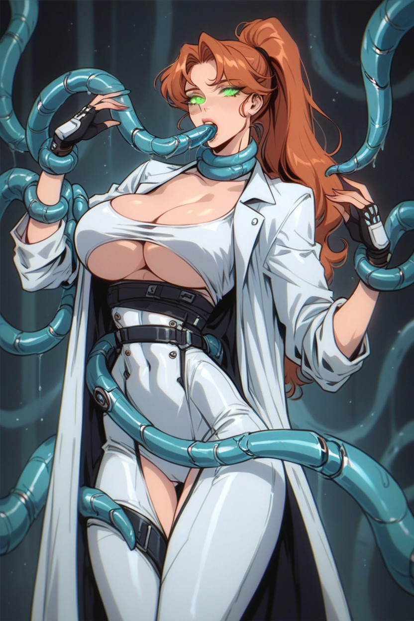 Underboob, Mechanical Tentacle In Pussy, Estadounidense Hentai IA