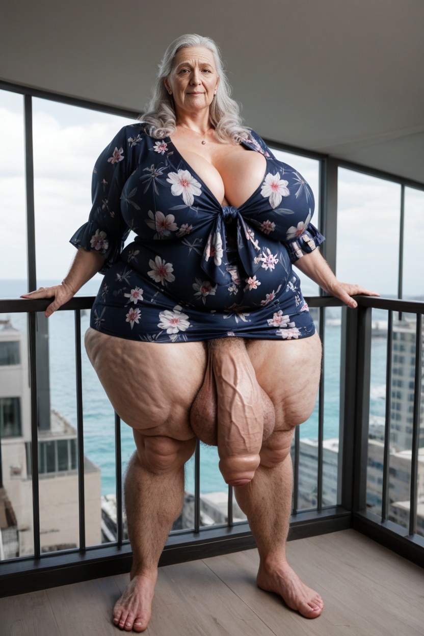 Hyper Hairy Chest Hair Extremely Massive Long Bulge Through Clothing, Impossibly Huge Ass, Window With View AI Porn