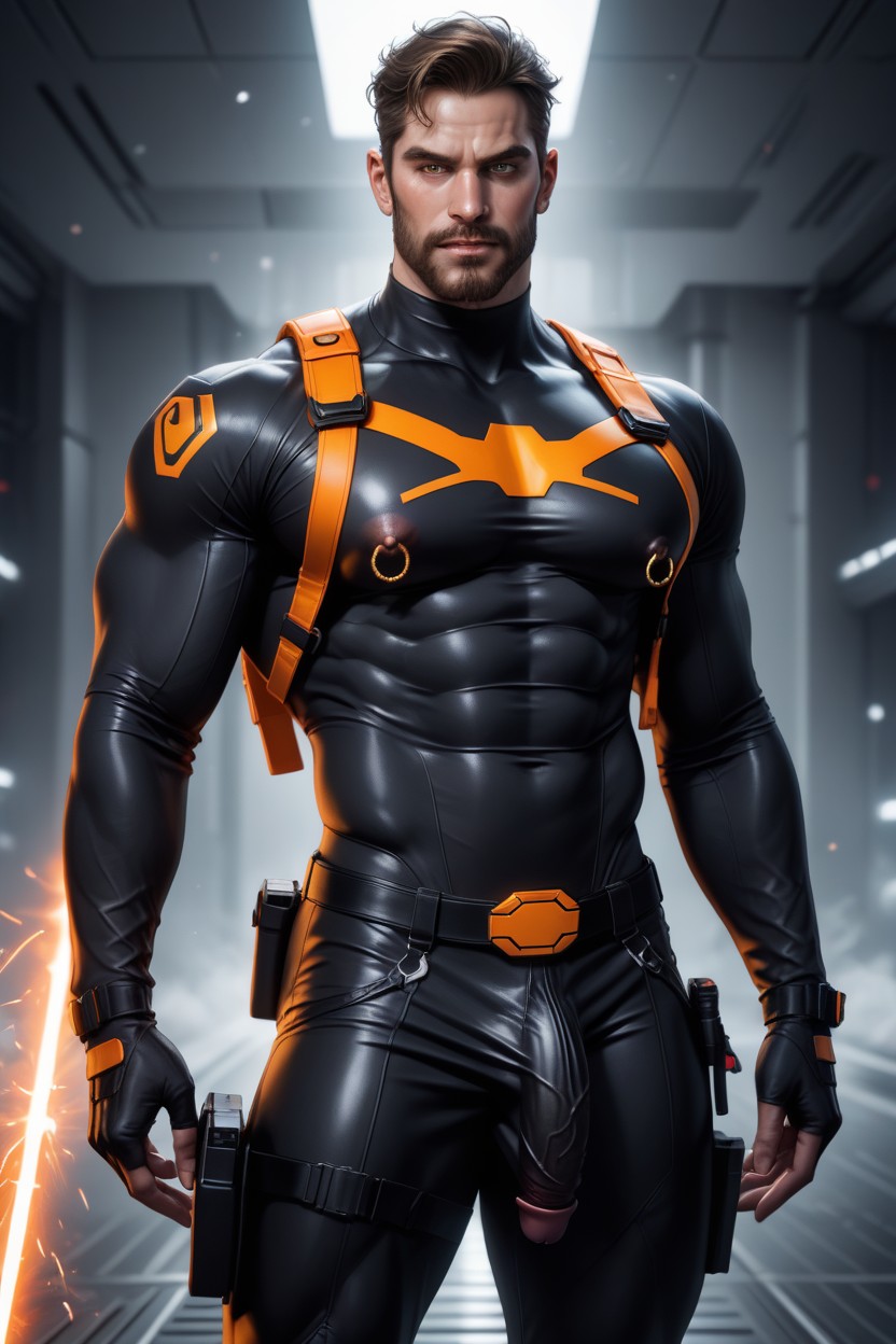 Model Pose, Laser Gun, Absurd Res Porno gay IA