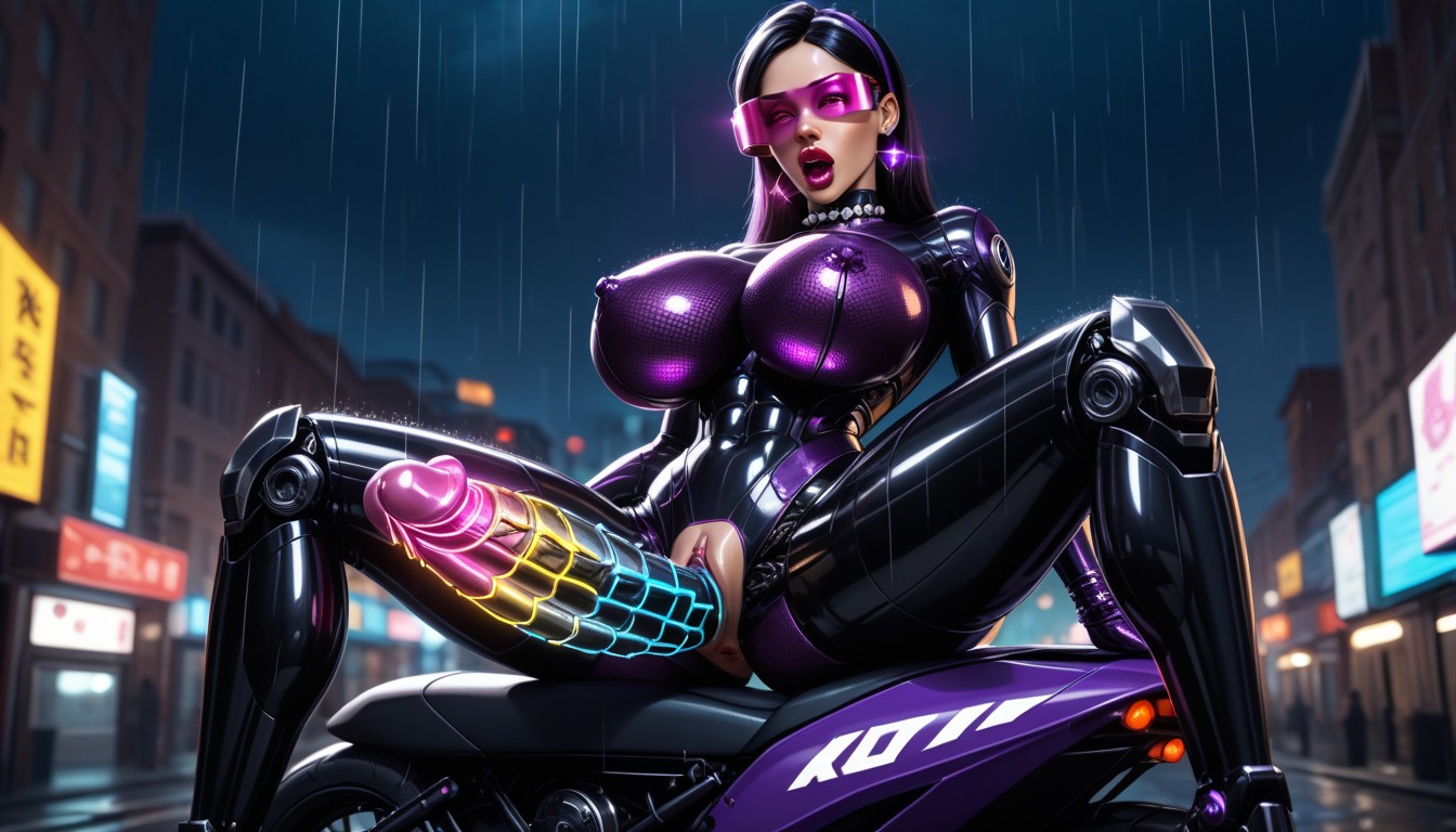 Robot Violet Parr With Metallic Pointy Erect Penis, Diamond Necklace, Metallic Breasts AI Porn