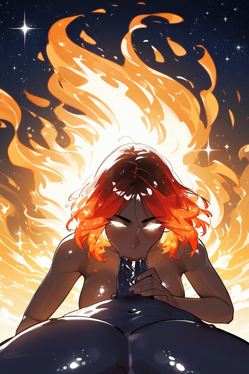 Naked, Kneeling, Flaming Hair AI Porn