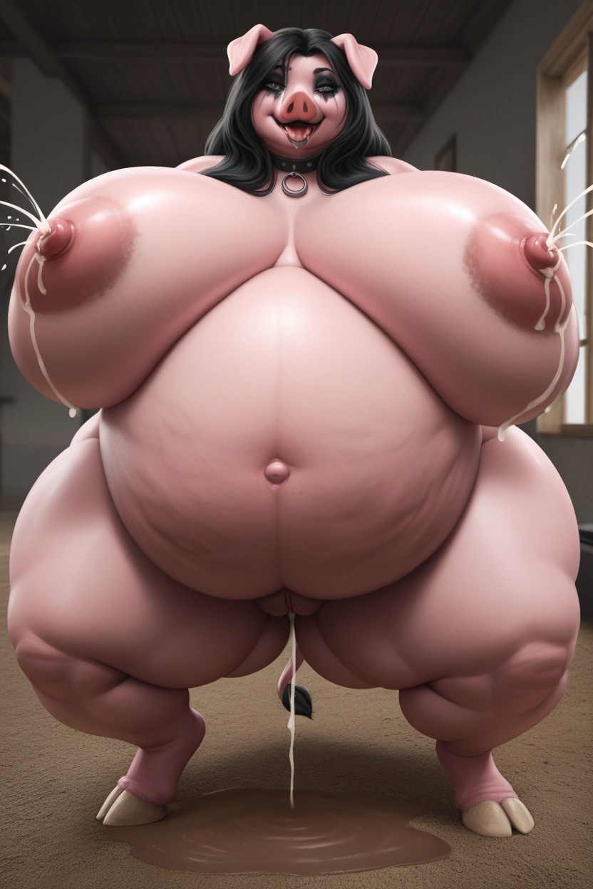Pink Skin, Long Length, Oversized Plump Pussy Furry AI Porn