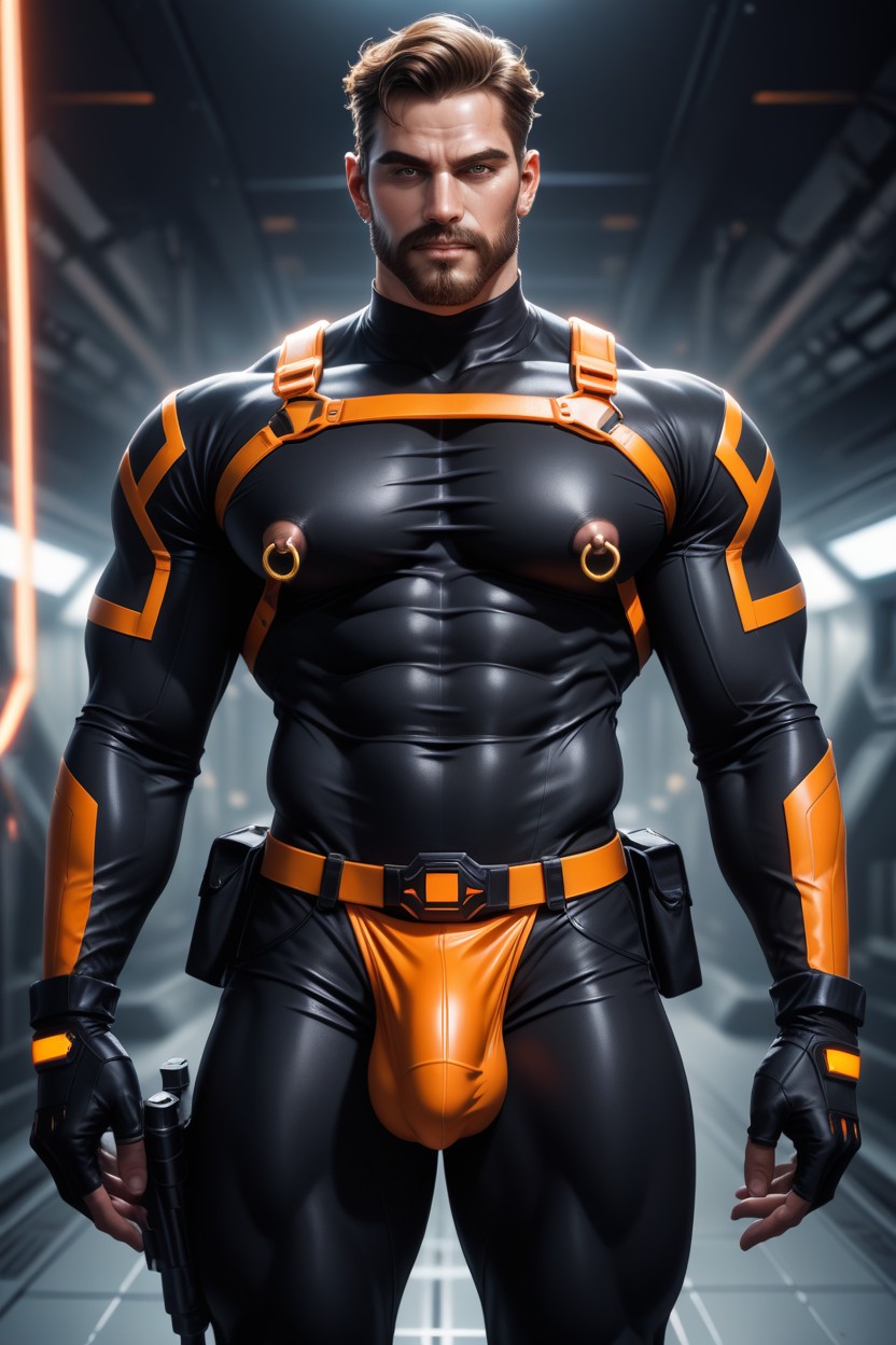 Octane Render, Nipple Rings, Ultra High Res AI Gay Porn
