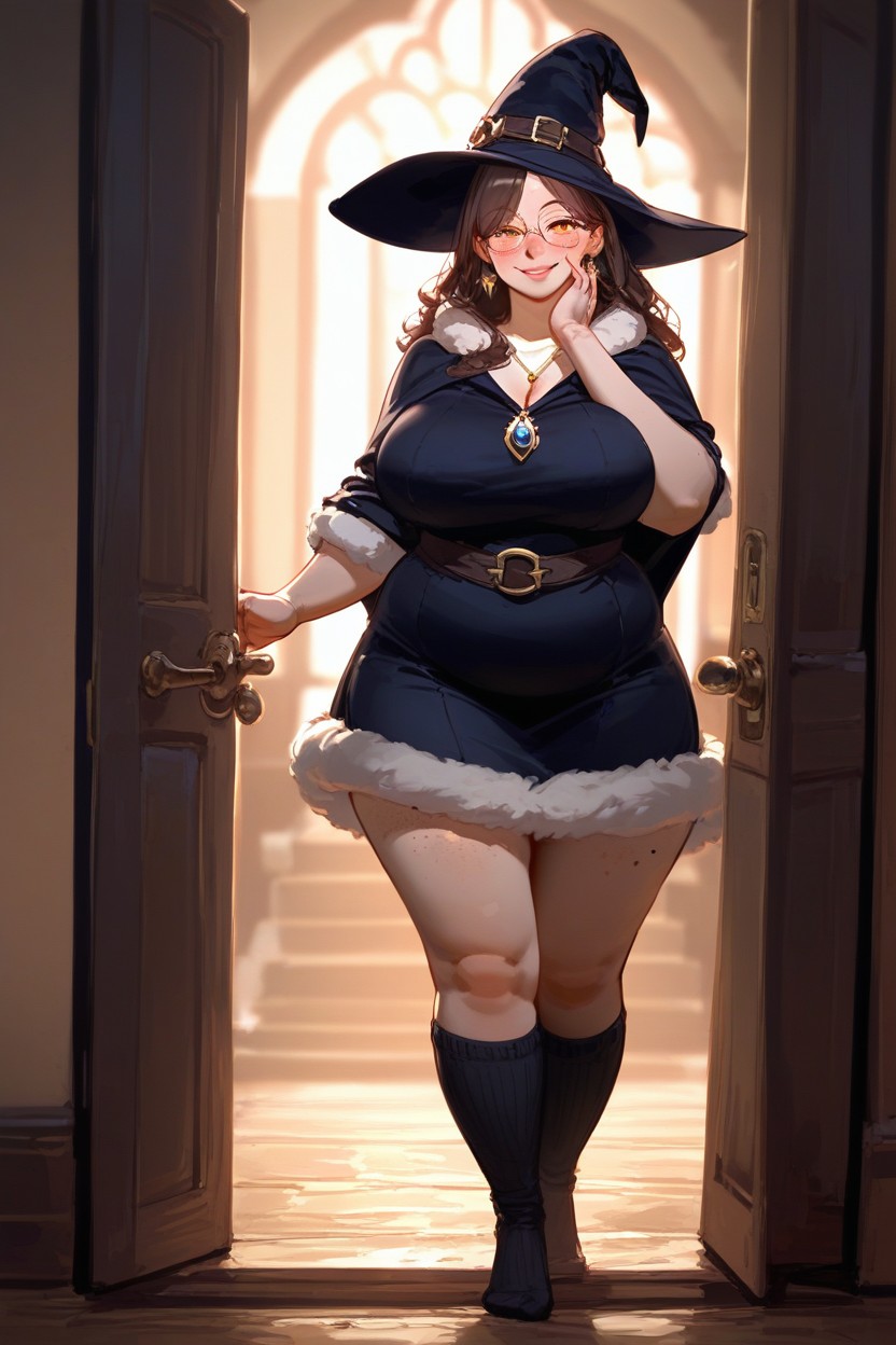 Blush, On A Porch, Inviting Inside BBW AI Porn