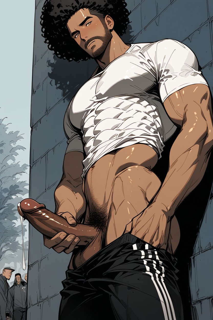 Lift Shirt, Afro, Public AI Gay Porn