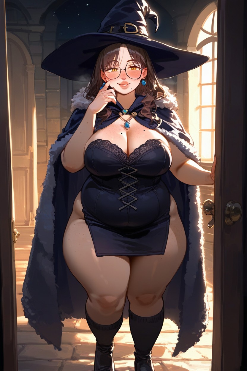 Wizard Costume, Towering, On A Porch BBW AI Porn