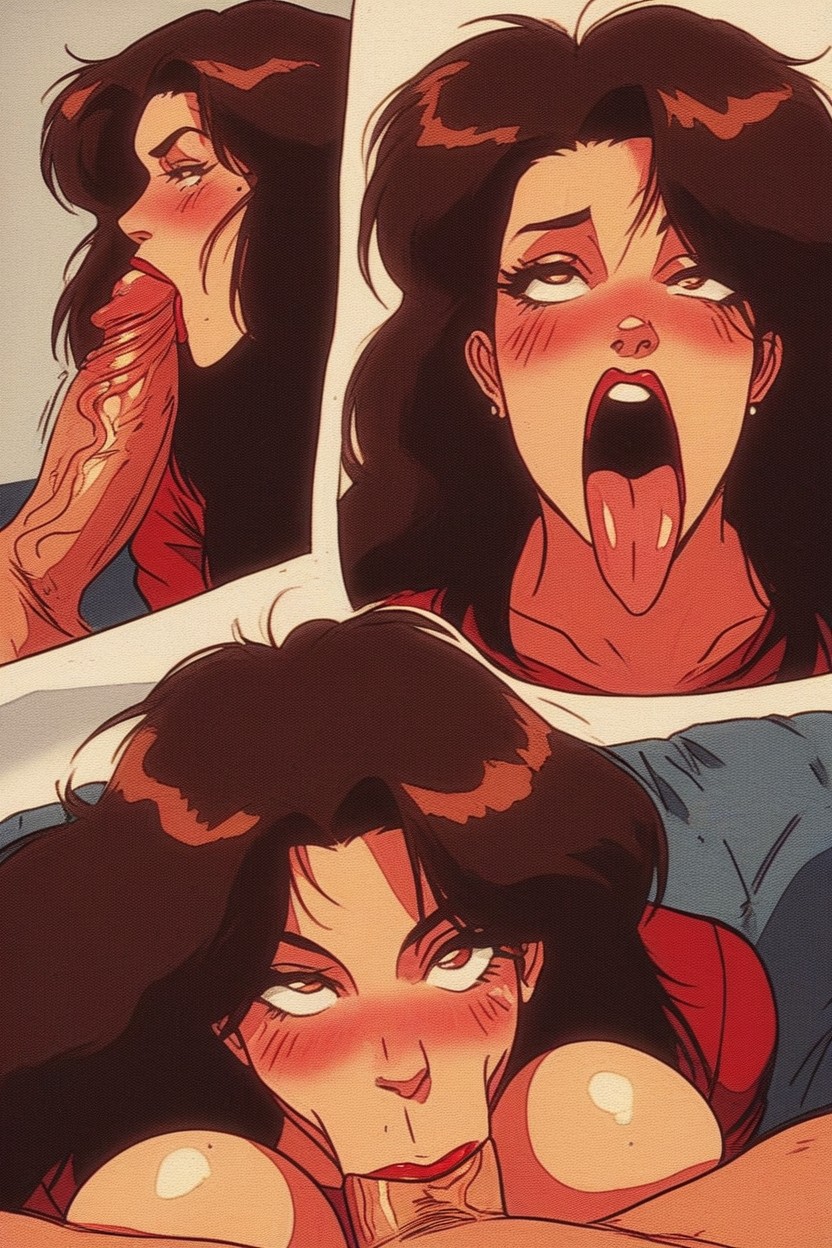 Multiple Views, Brunette, Aroused But Intimidated By Huge Cock AI Porn