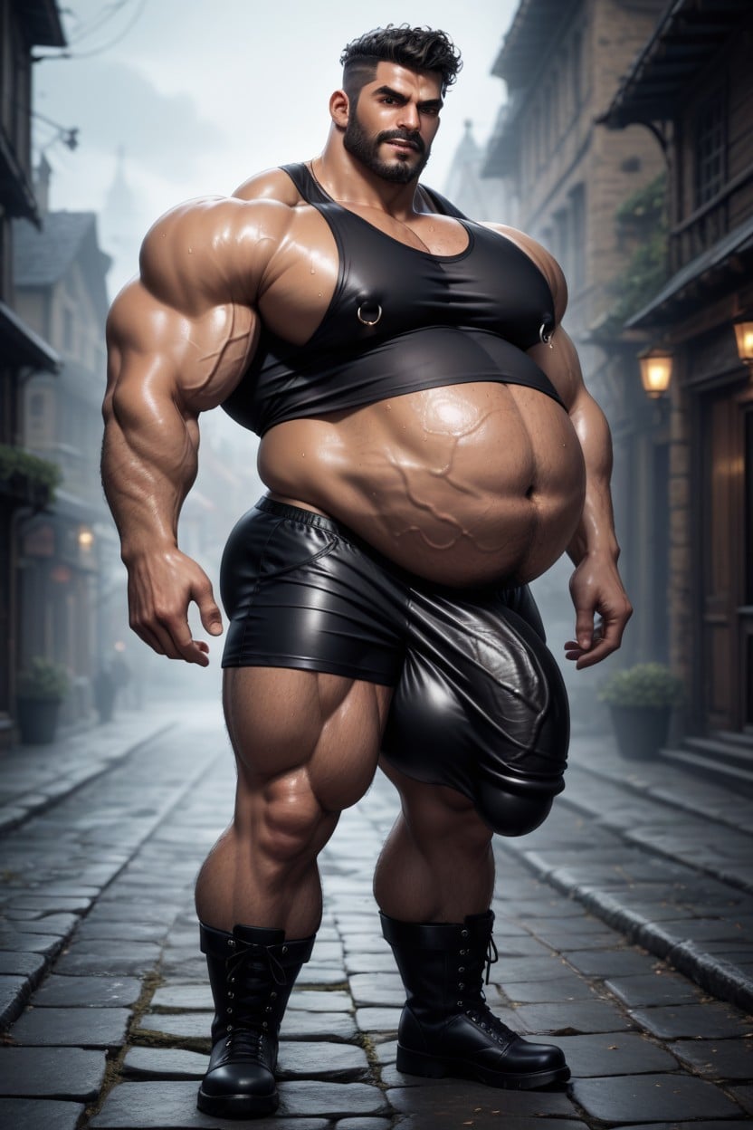 Black Combat Boots, Muscular Male, Latino Porno gay IA