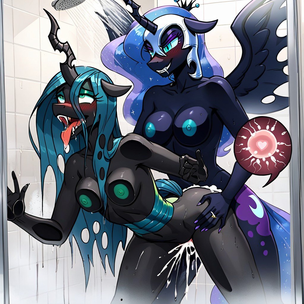 Spreading Wings, Nightmare Moon Grabs Queen Chrysalis Butt, Squirting AI兽人黄片