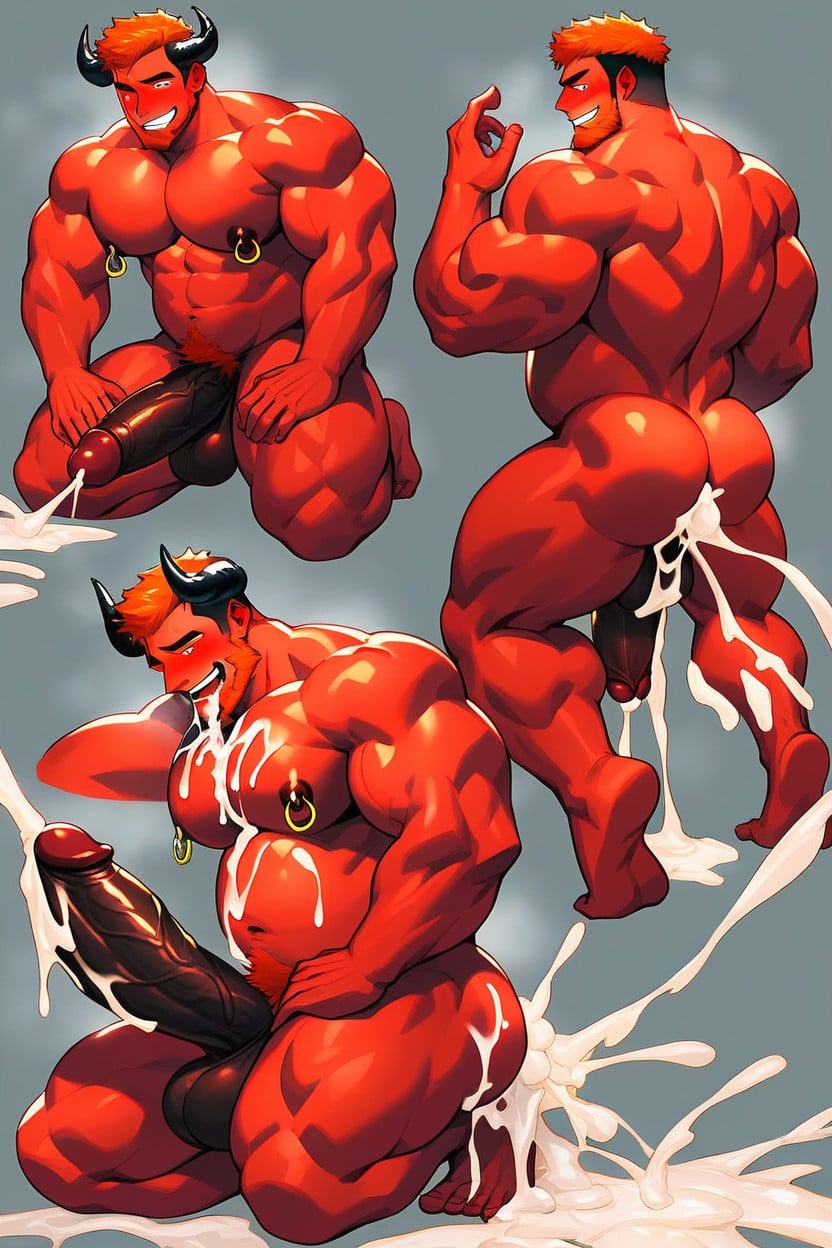 Huge Muscles, Hard Hyper Cock, 아헤가오 게이 AI 포르노
