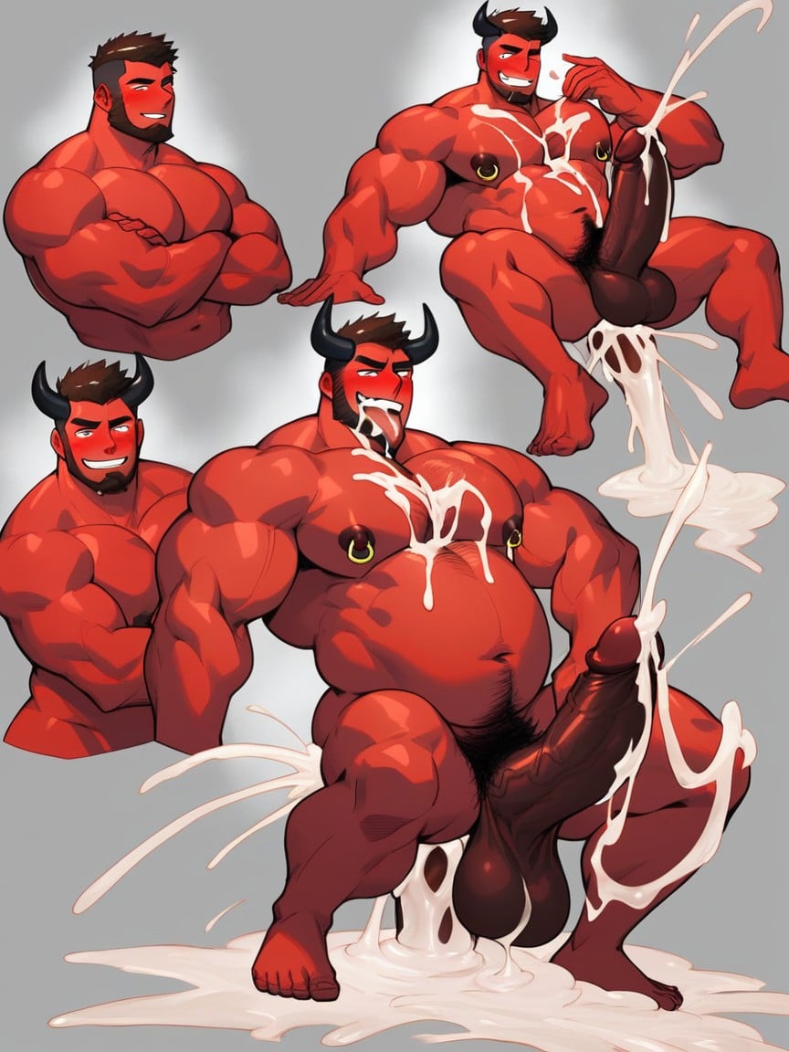 Masculine Face, Leaking Nipples, 厚い ゲイAIポルノ