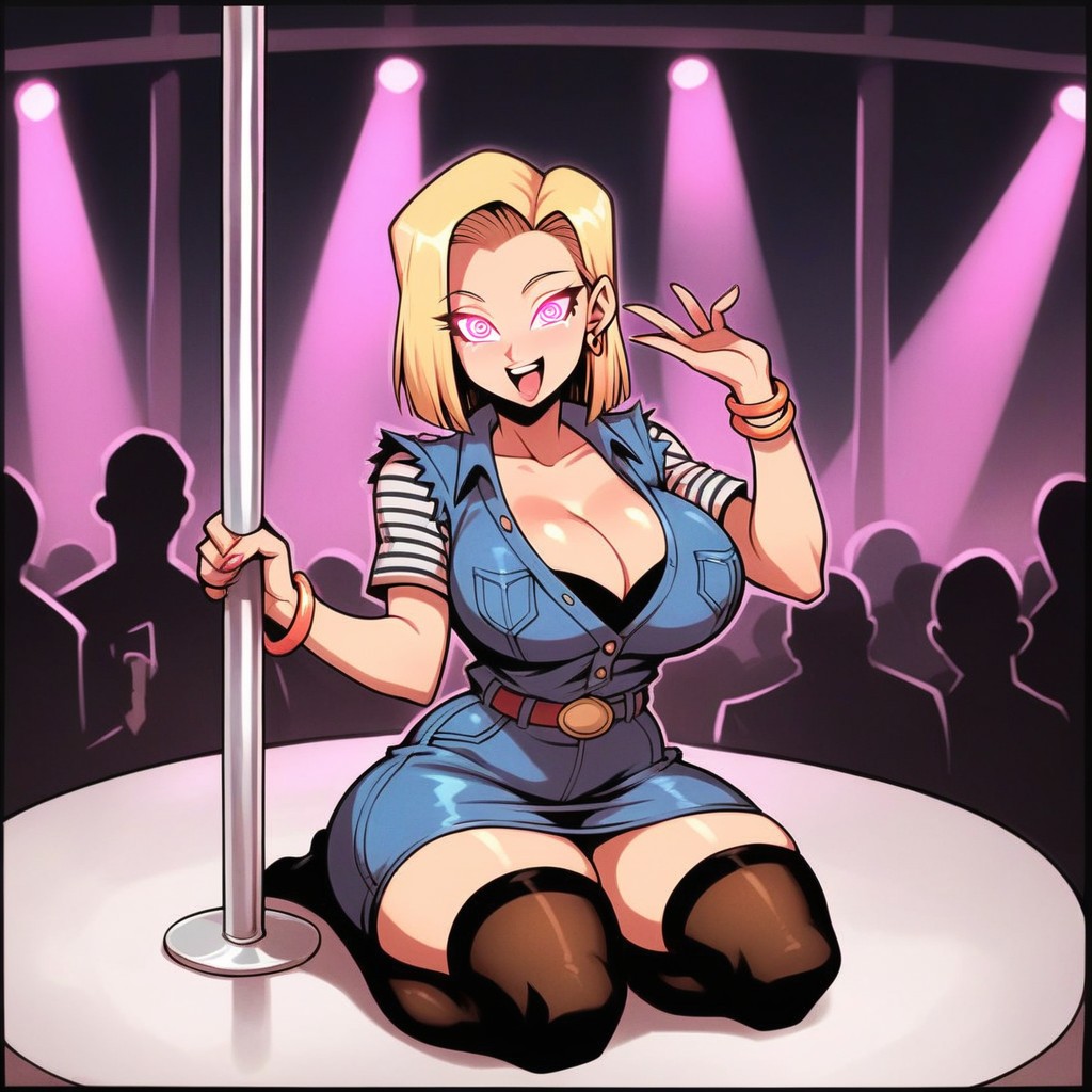 Detailed Spiral Eyes, One Woman, Blonde Hair Hentai AI Porn