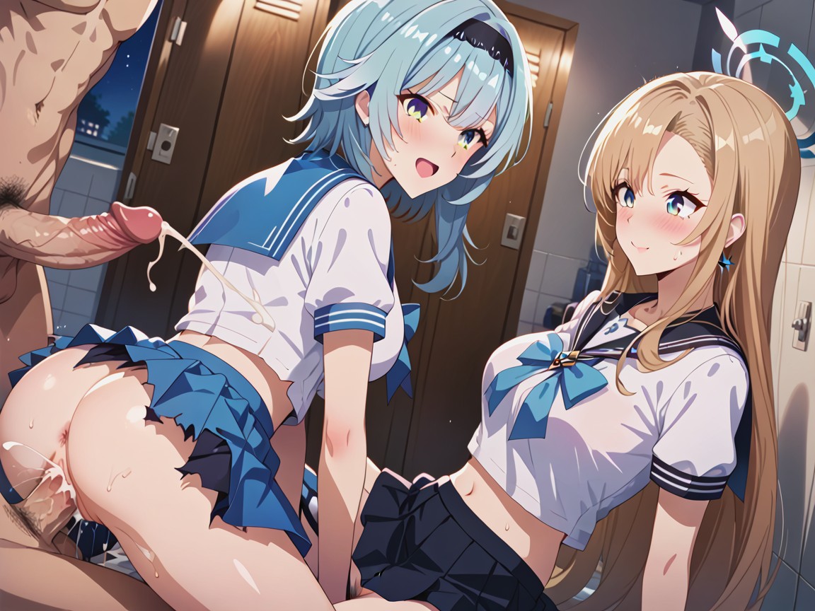 Two Female, Gangbang, Gigantic Penis Hentai AI Porn