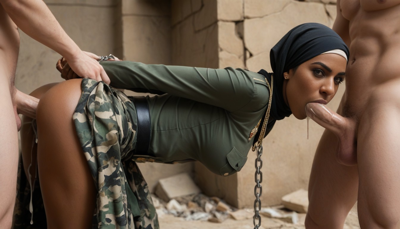 Red Hijab, Arms Behind Back, Shocked AI Porn