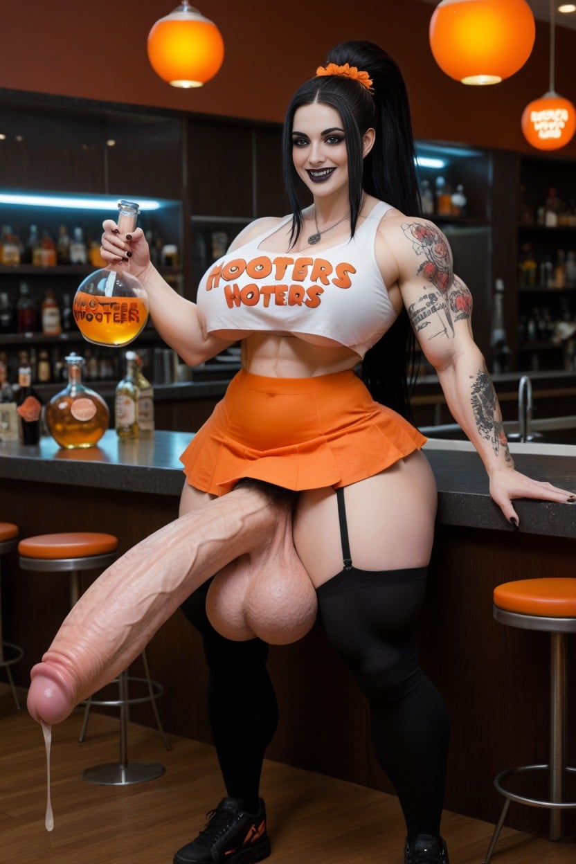 Impossibly Long Hyper Penis, Scary Cock, Futa Hooters Shemale AI Porn
