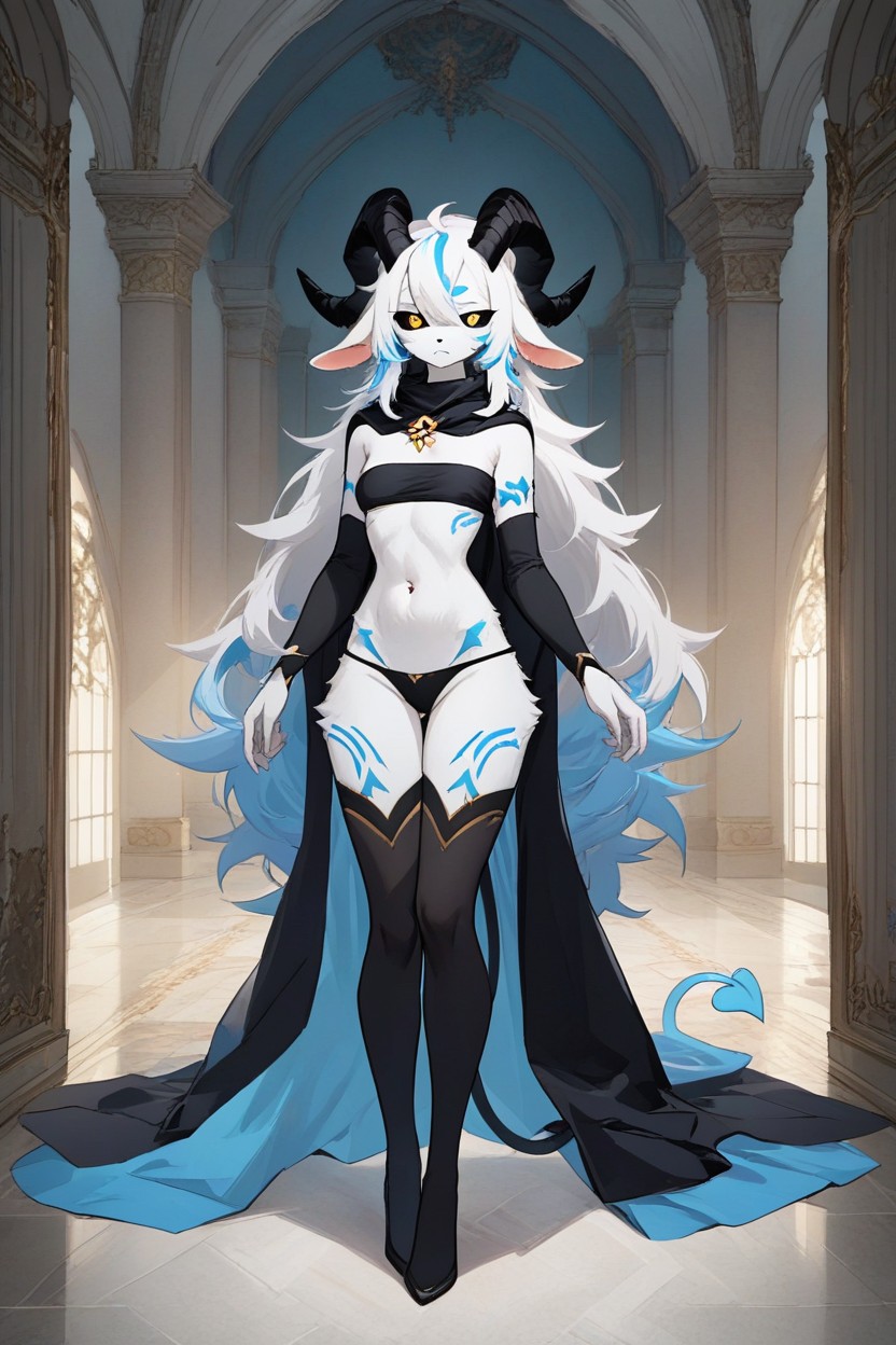 White Fur, Expressionless, Floppy Ears Furry AI Porn