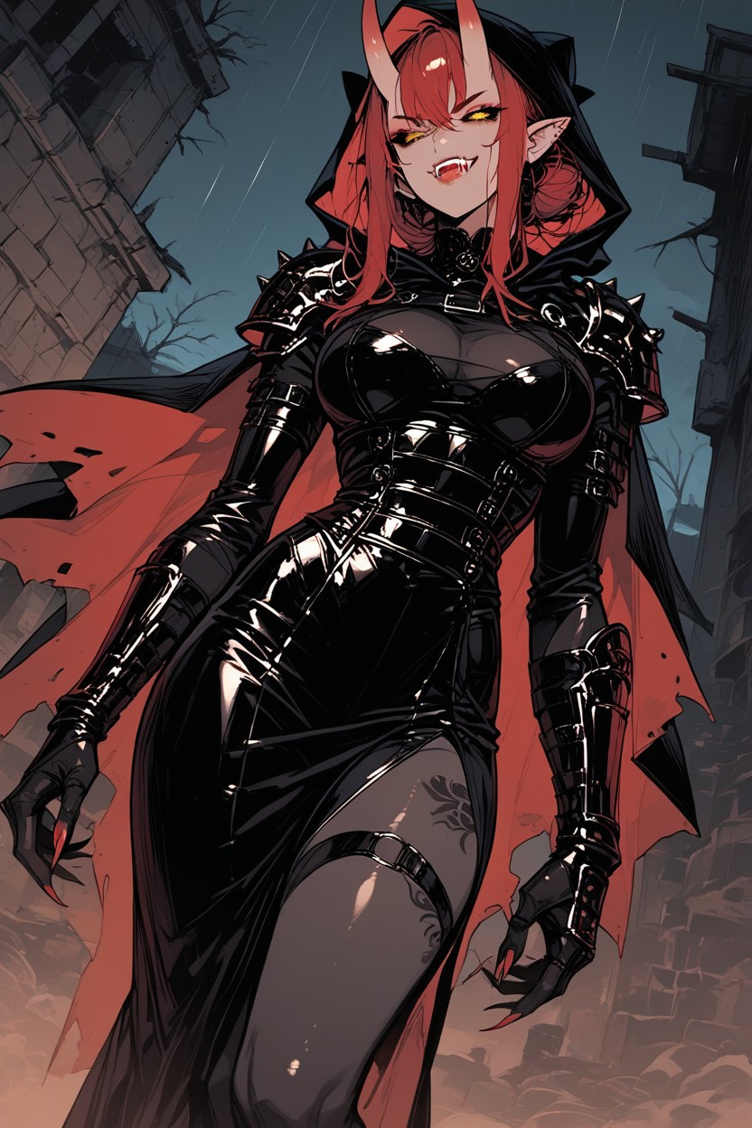 Oni Horns, Cape With Hood, Bust Shot Hentai AI Porn