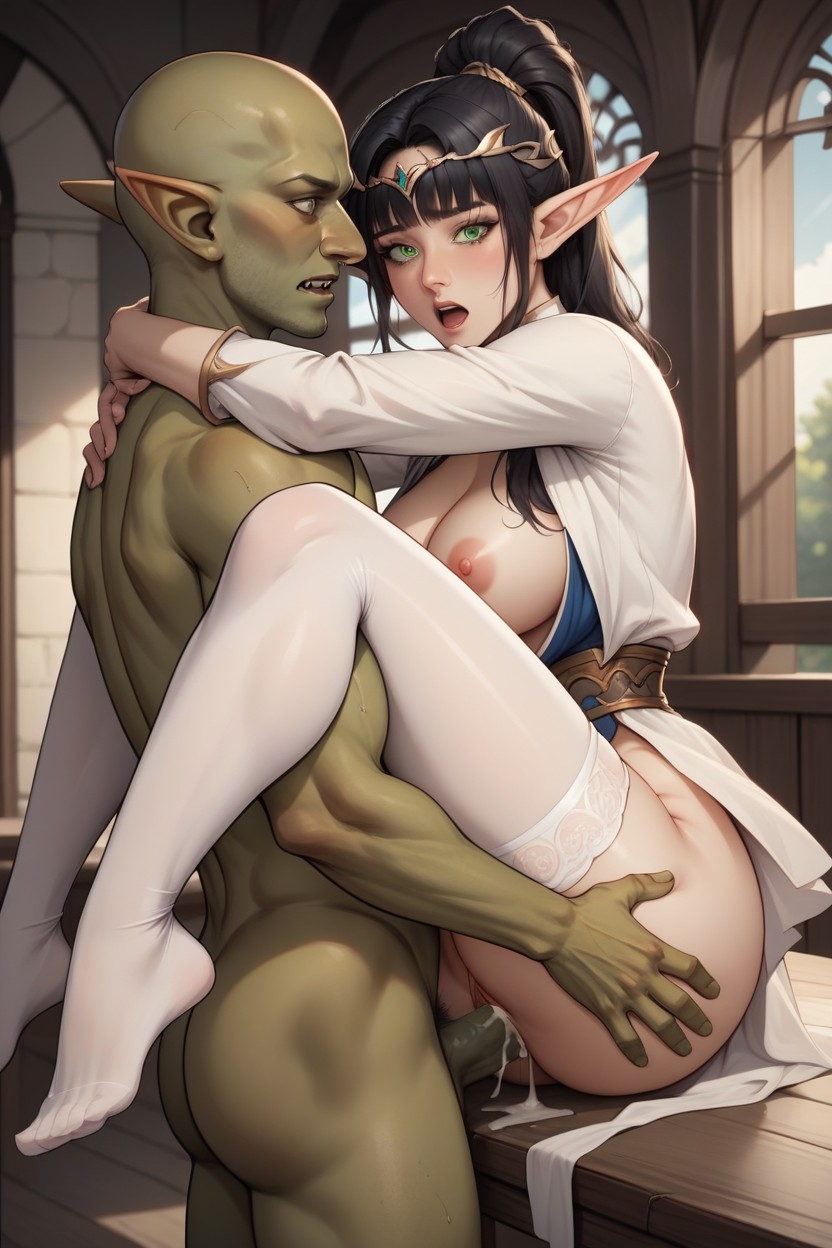 White Skin Elf, Shocked, Cumshot Hentai AI Porn