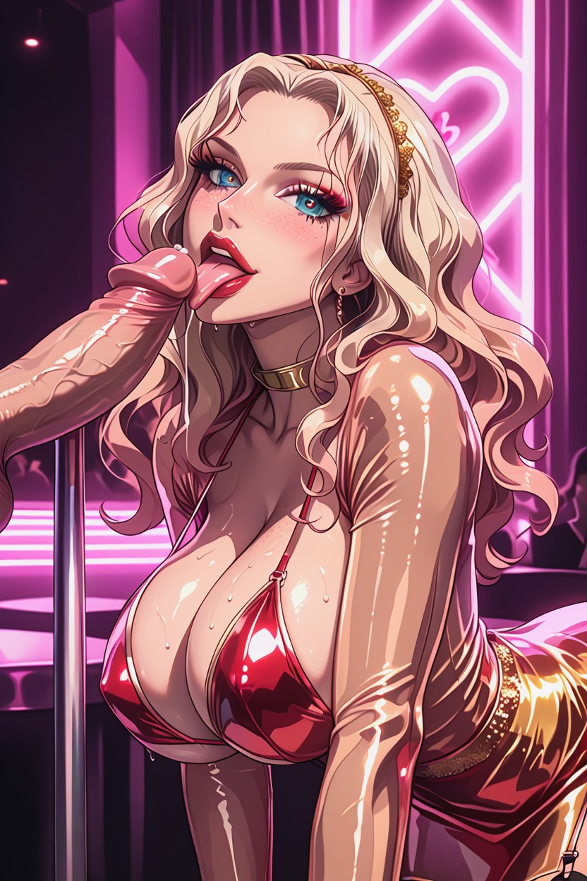 Thick Lips, Garter Belt, Freckles Face Hentai AI Porn