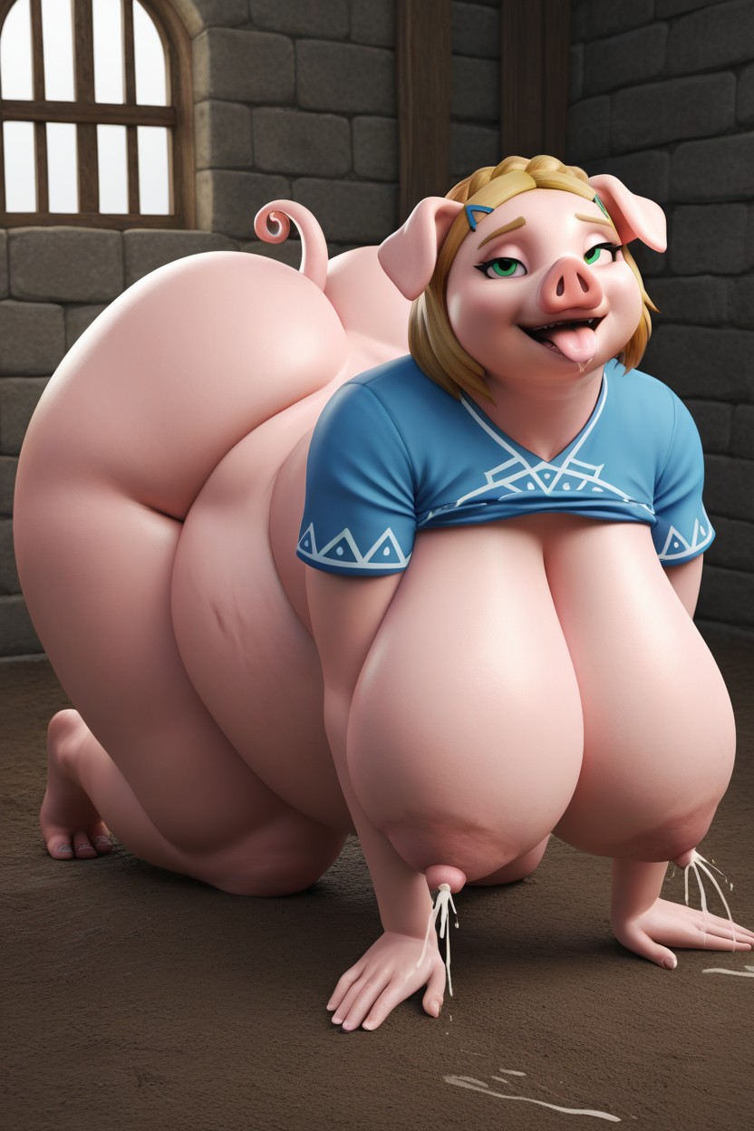 Blonde Hair, Ahegao, Detailed Furry AI Porn