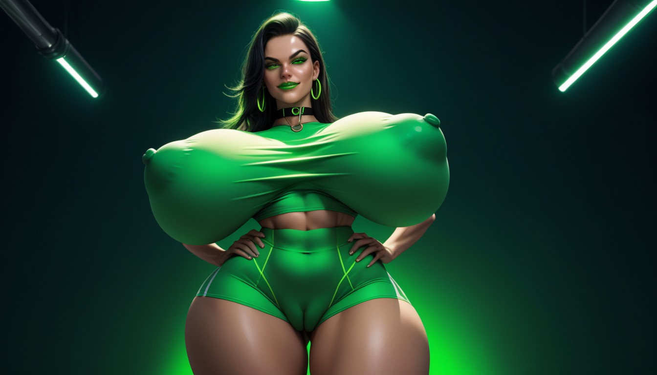 Collar, Wasp Waist, Massive Hanging Torpedo Breasts AI Porn