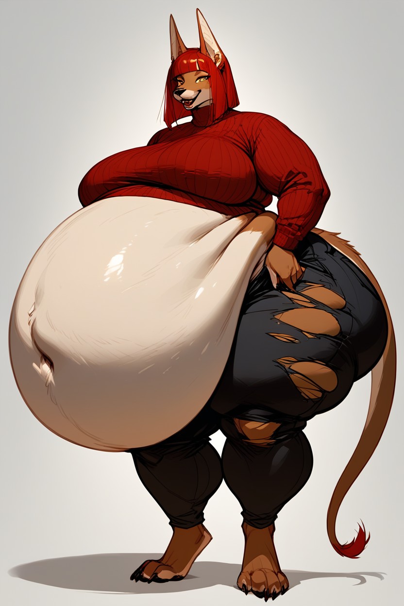 Thick Thighs, Jackal, Front View Furry AI Porn