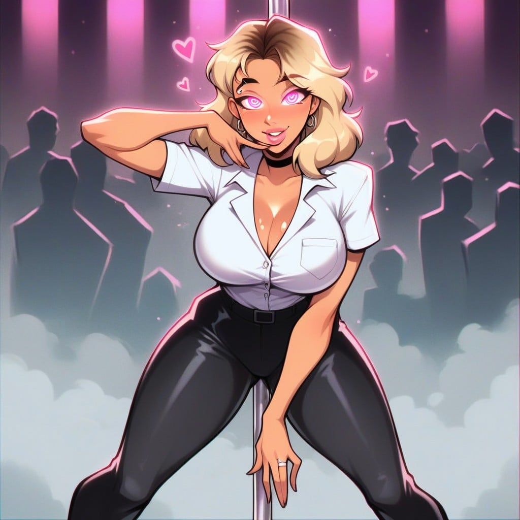 Large Cartoonish Eyes, Raised Eyebrows, Highly Detailed Hentai AI Porn