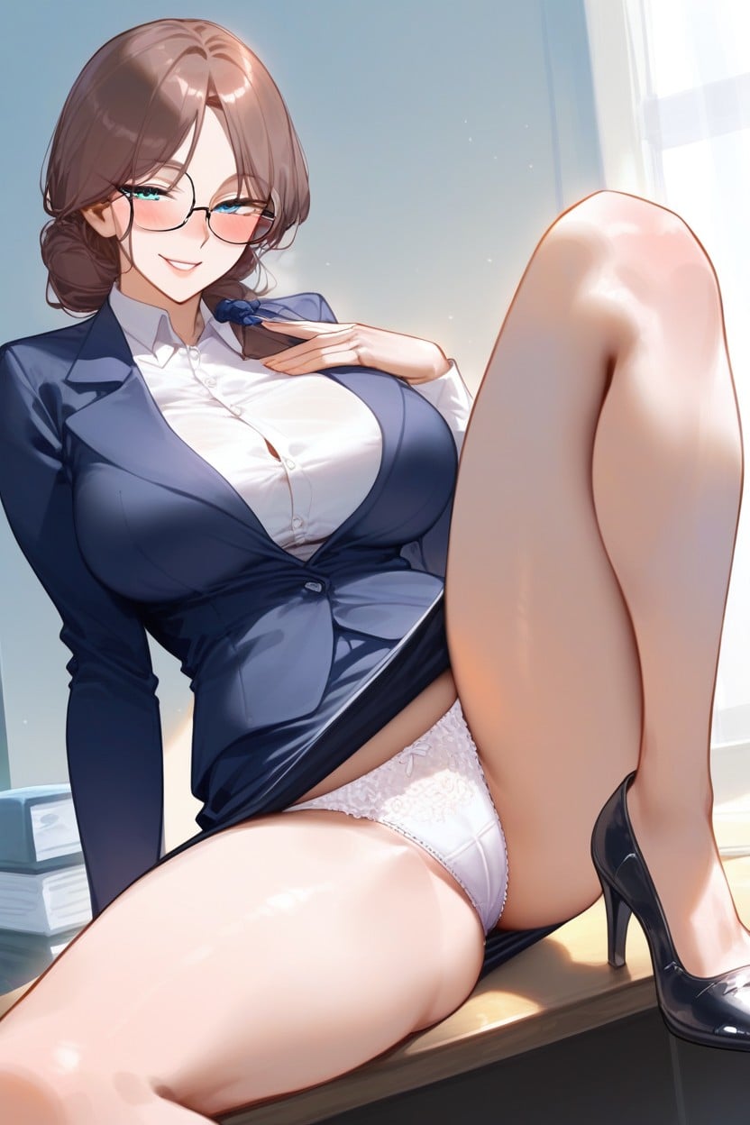 Skinny, Night, Dark Blue Office Skirt Hentai AI Porn