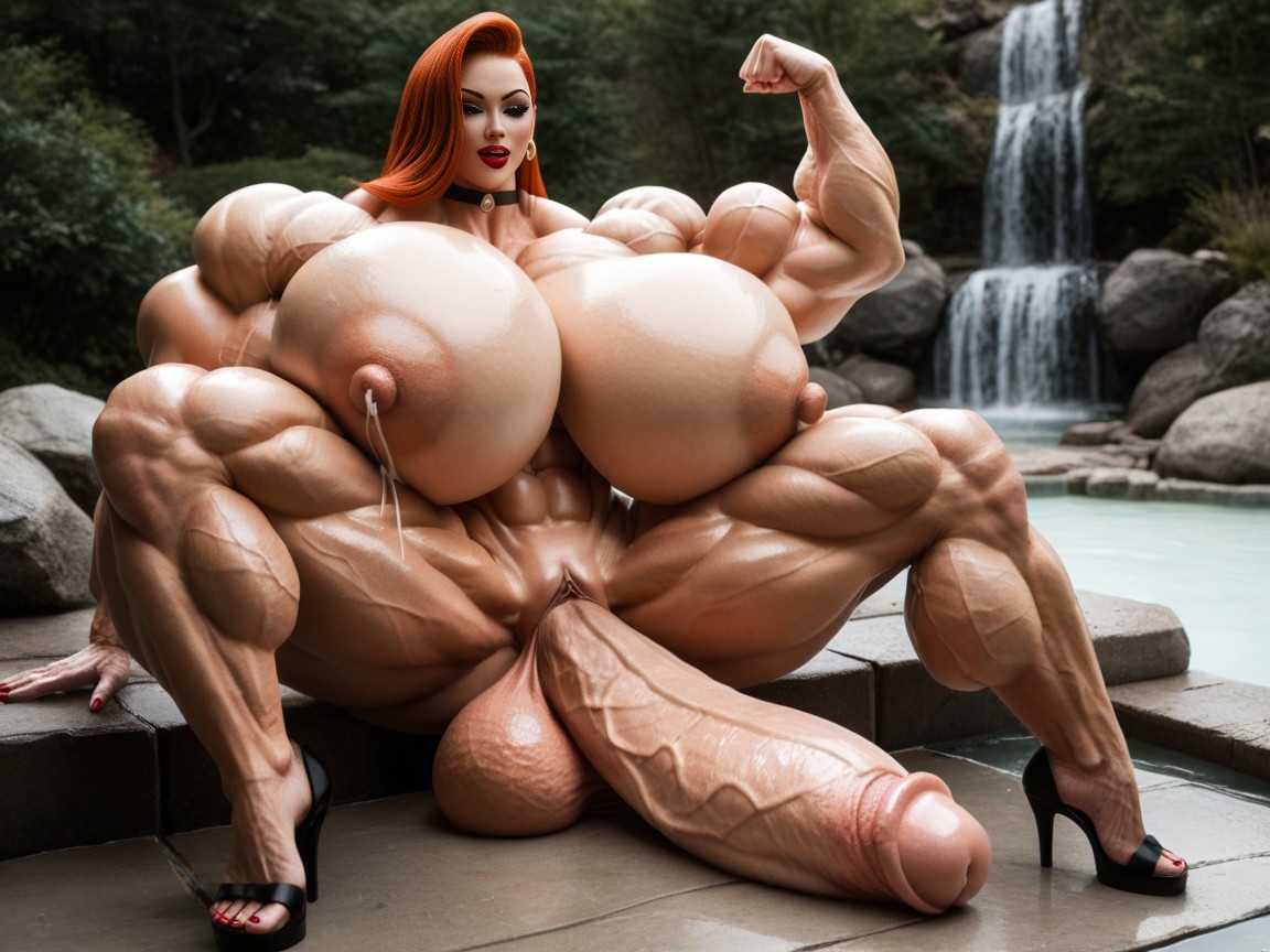 Autopaizuri Orgasm, High Arch Open Toe Stiletto Heels, Hyper Muscly Pretty Futa AI Porn