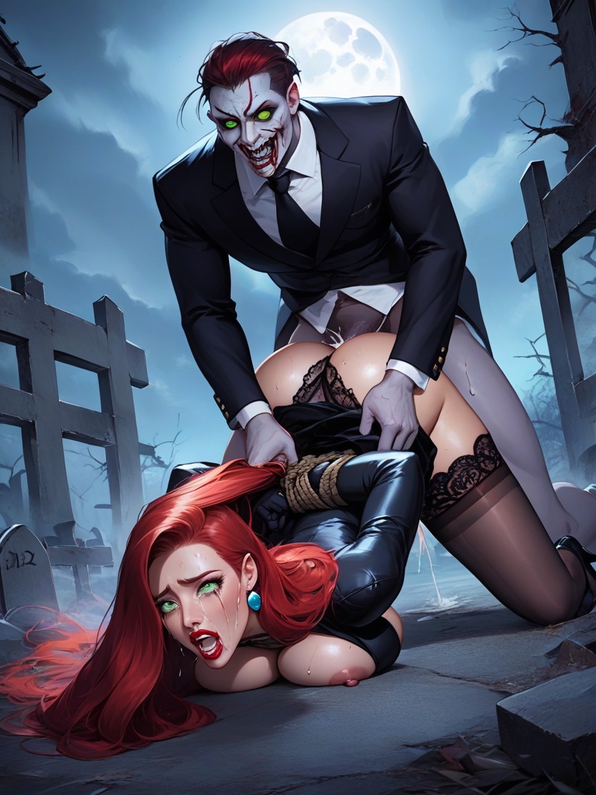 Almond Eyes, Happy Crying, Round Lips In Red Lipstick Hentai AI Porn