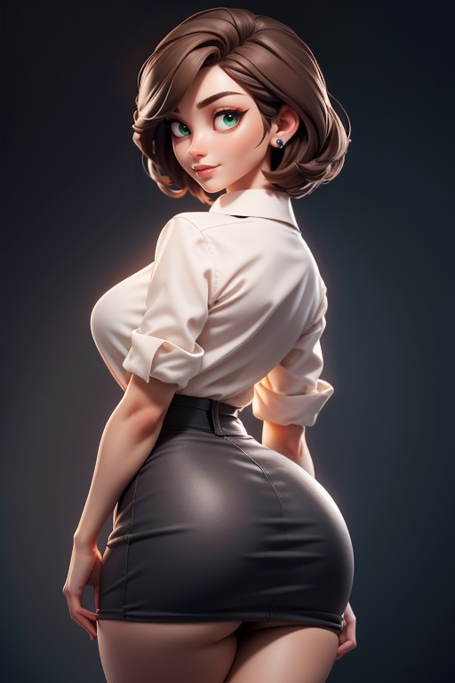 Sexy Pose, Curvy Hips, Large Breasts Hentai AI Porn