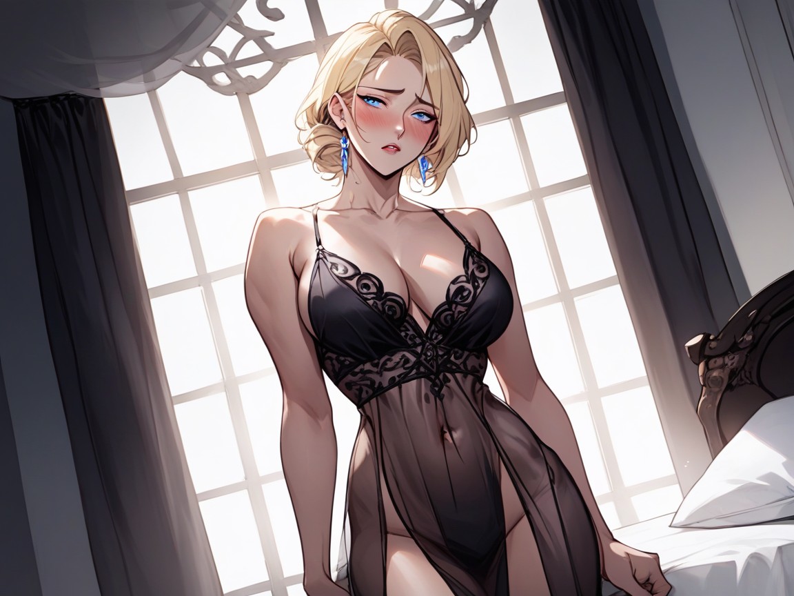 Blush, Blonde Hair, Skinny Hentai AI Porn