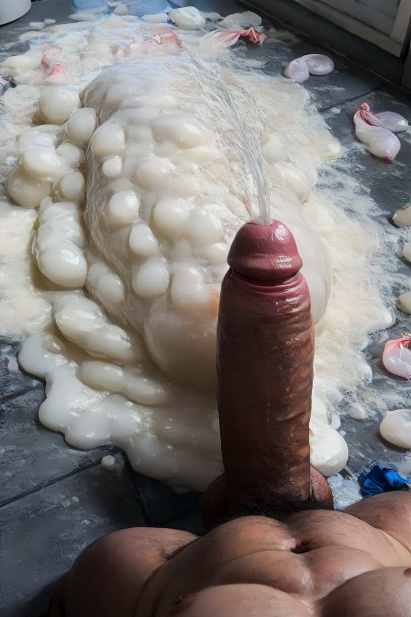 누워있기, Pouring Out A Condom Full Of Cum On Head, 18+ 게이 AI 포르노