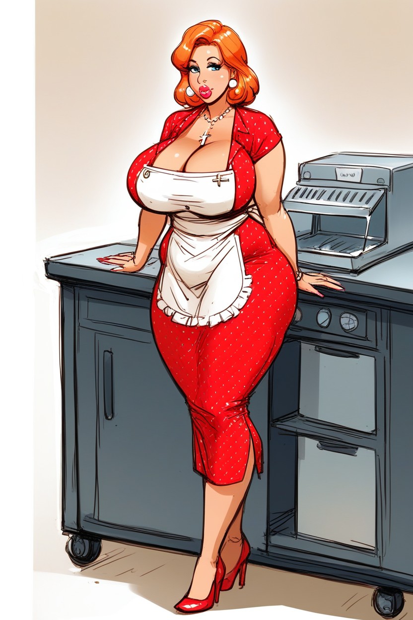 Bbw, Cross-hatching Details, Cashier Woman Hentai AI Porn