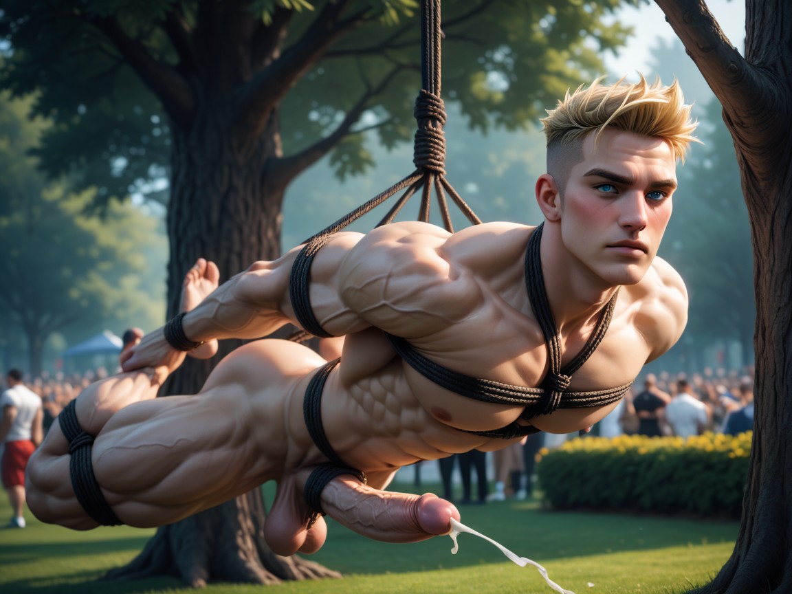 Park, Oiled Skin, Light Skin AI Gay Porn