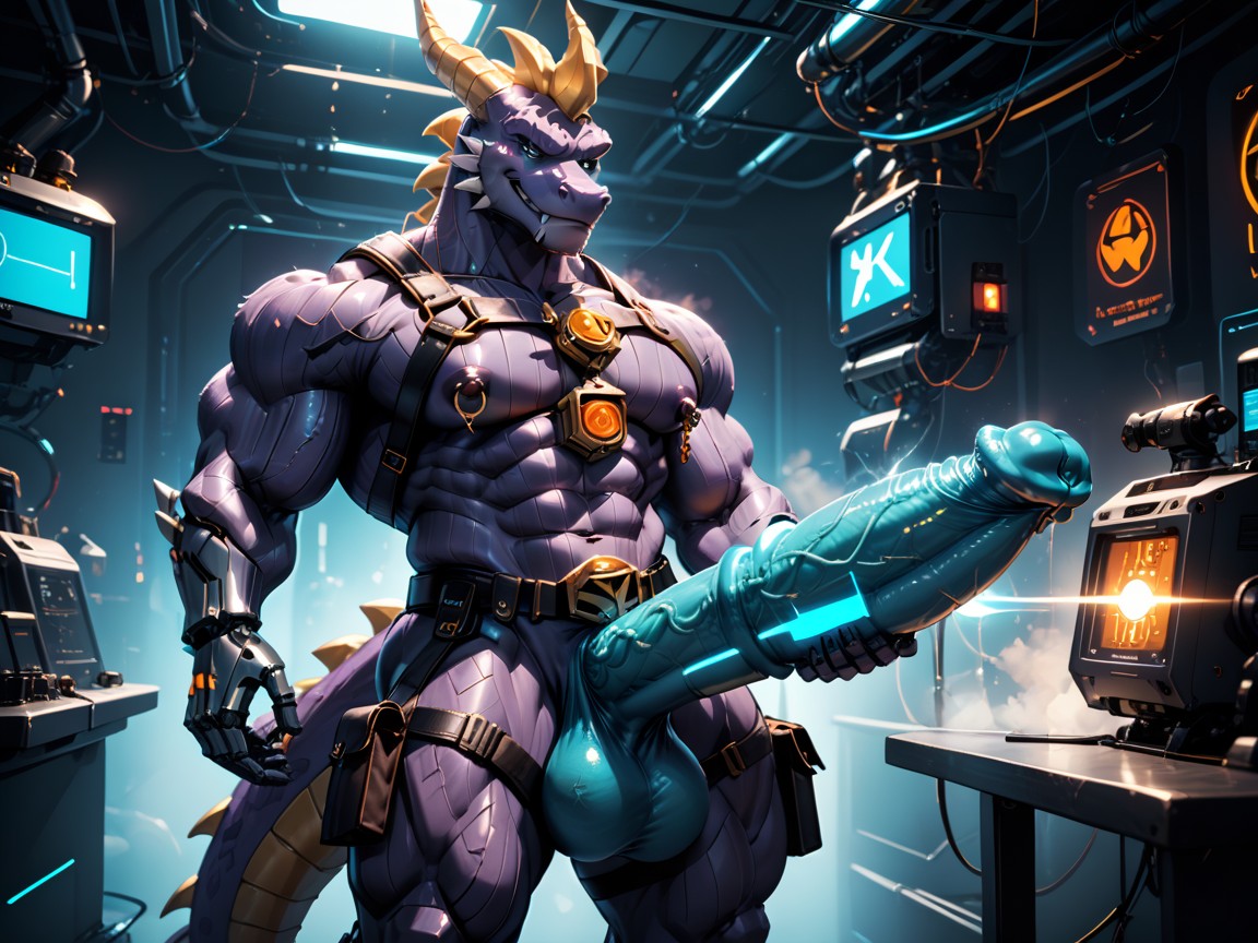 Laser Gun, Spyro From Spyro Reignited, Cyberpunk Lab Furry AI Porn