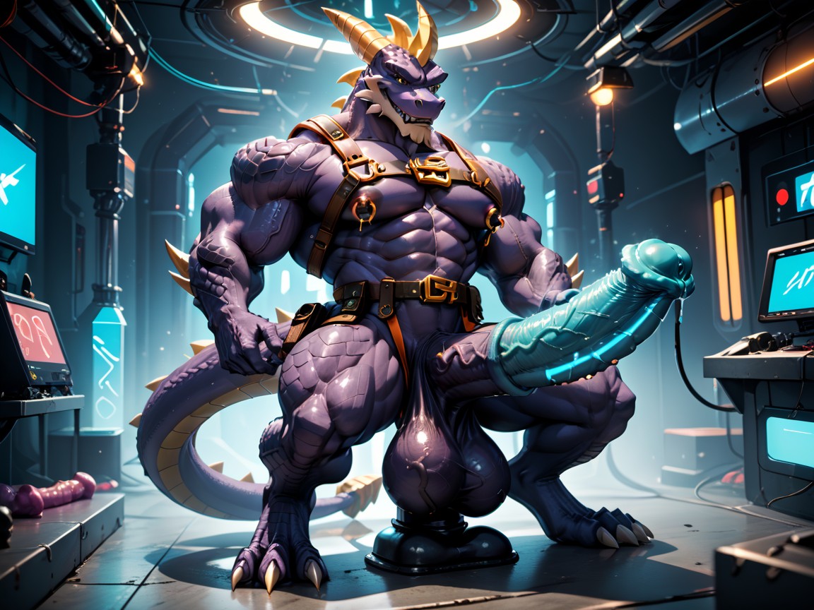 Chest Harness, Spyro The Dragon, Absurd Res Furry AI Porn