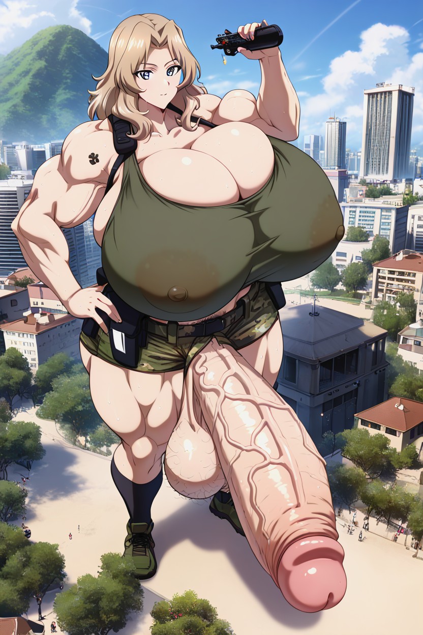 Blonde Hair, 1 Person, Extremely Muscular AI Porn