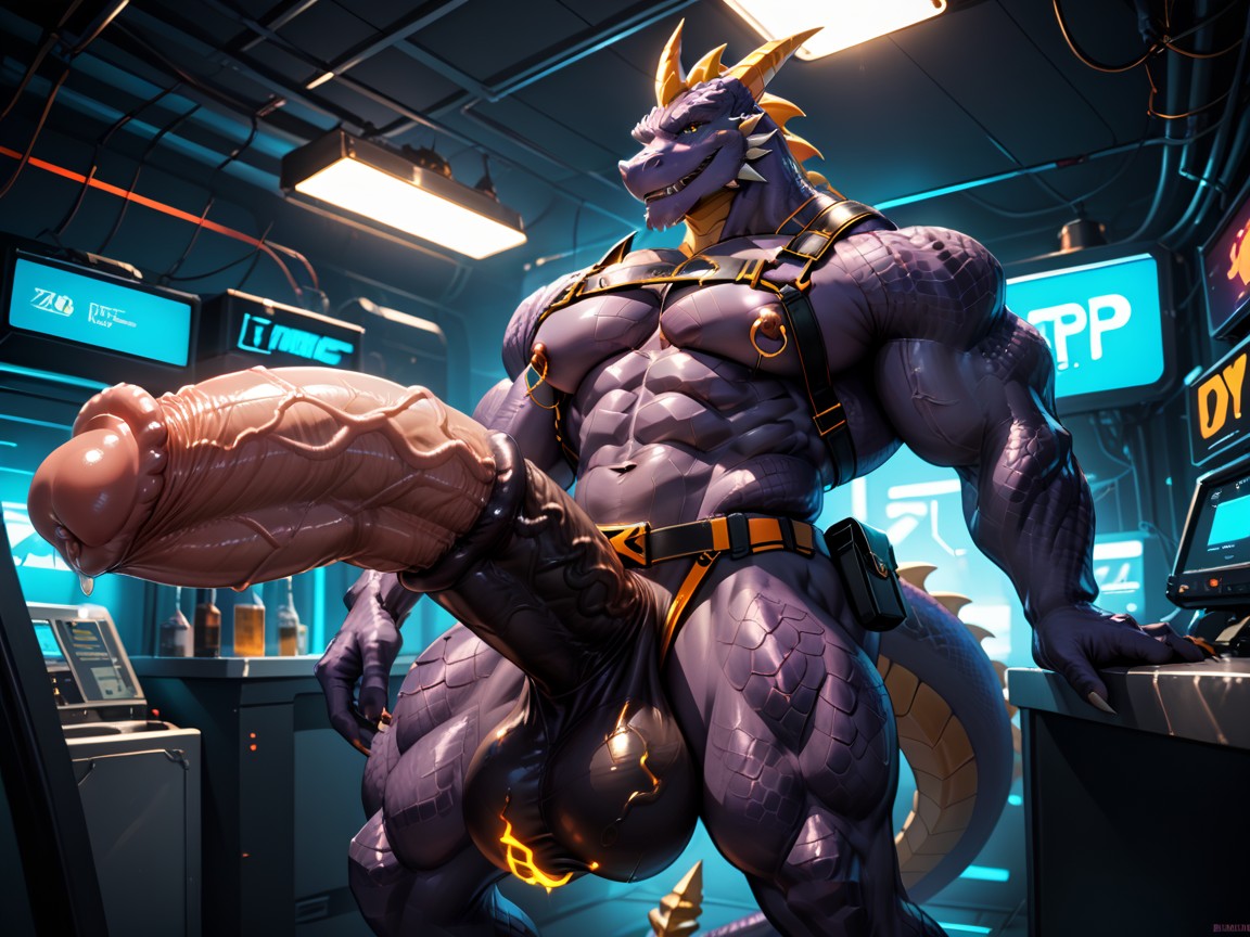 Dragon, Ultra Photograph, Chest Harness Furry AI Porn
