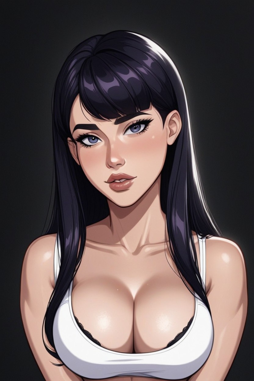 Black Bra And Cleavage Showing, Gigantic, Cutest Face Shemale AI Porn