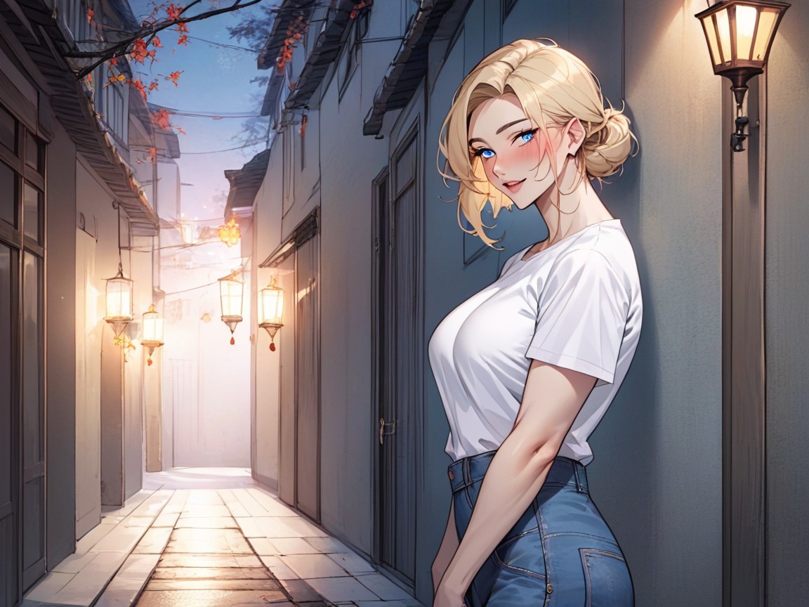 Blush, Blue Eyes, 1 Person Hentai AI Porn