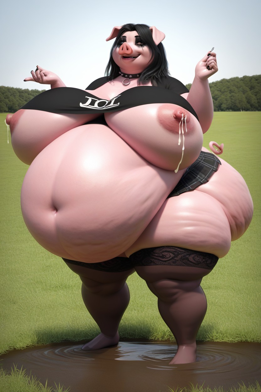 Cellulite, Hot Gothic Hupig, Goth Makeup Hupig Furry AI Porn
