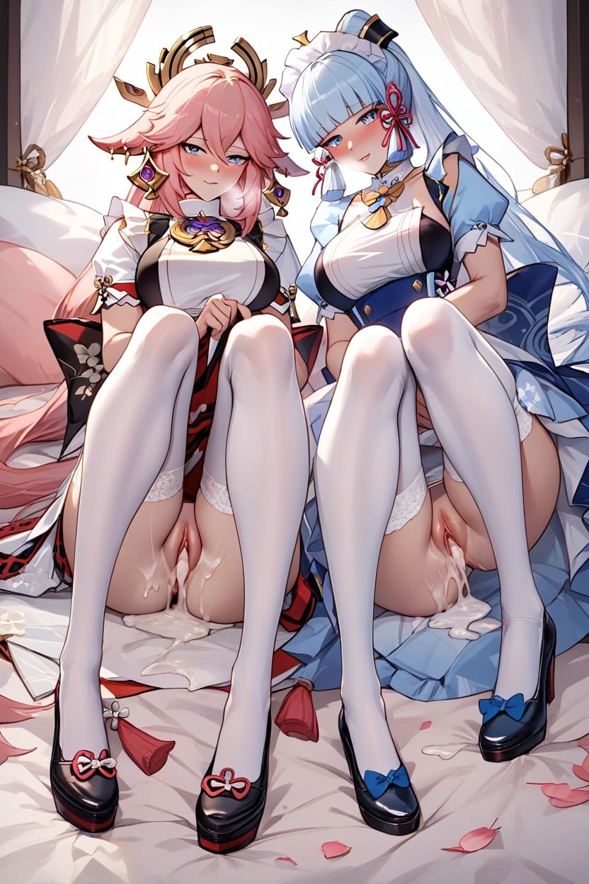 Long Glowes, Earrings, Two Women Hentai AI Porn