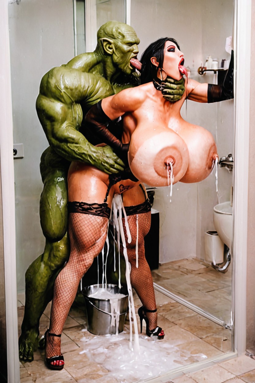 Cum Pours To Bucket, Massive Lips, Out Loud AI Porn