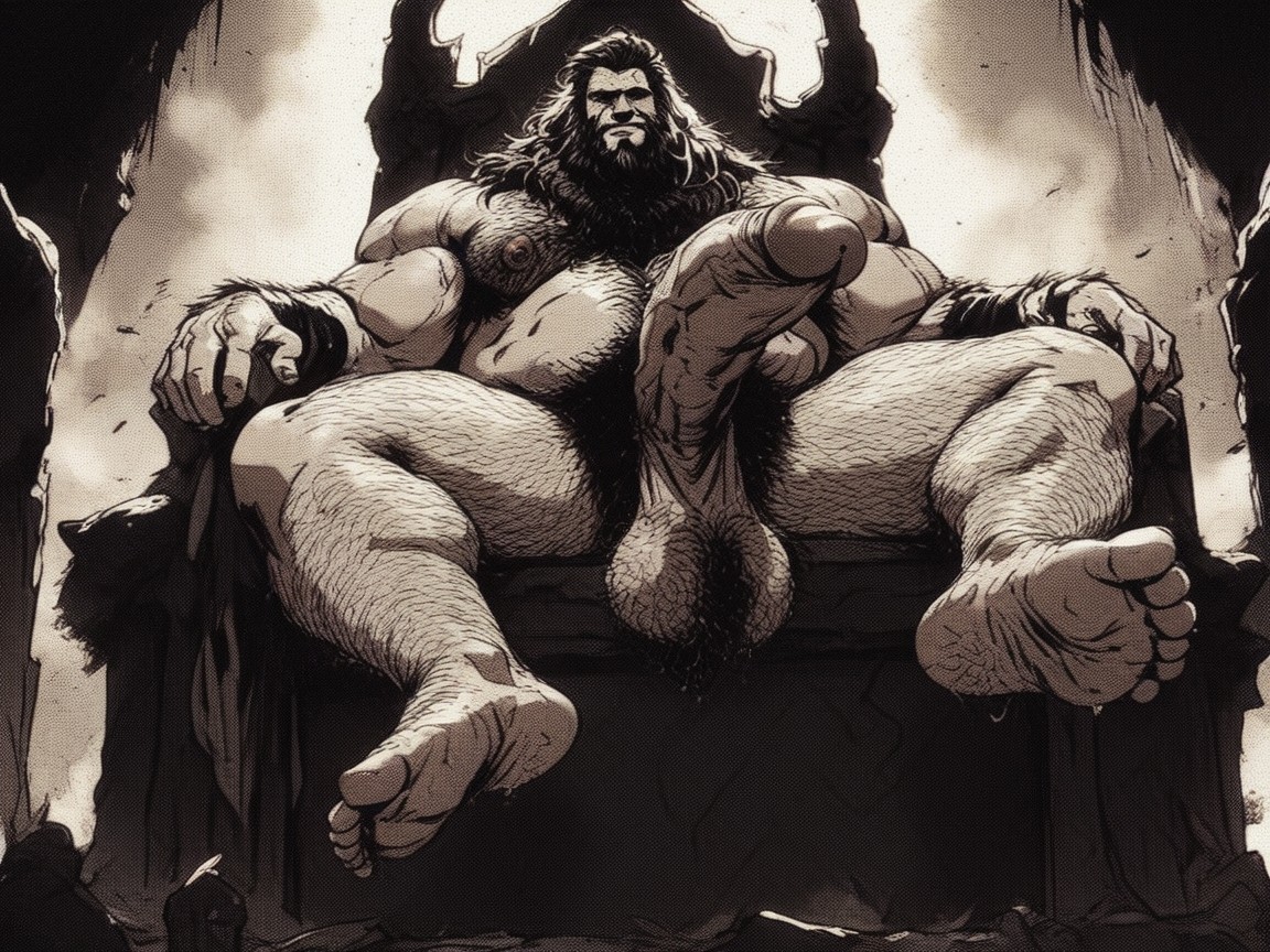 Hairy, Unruly Long Hair, Burly AI Gay Porn
