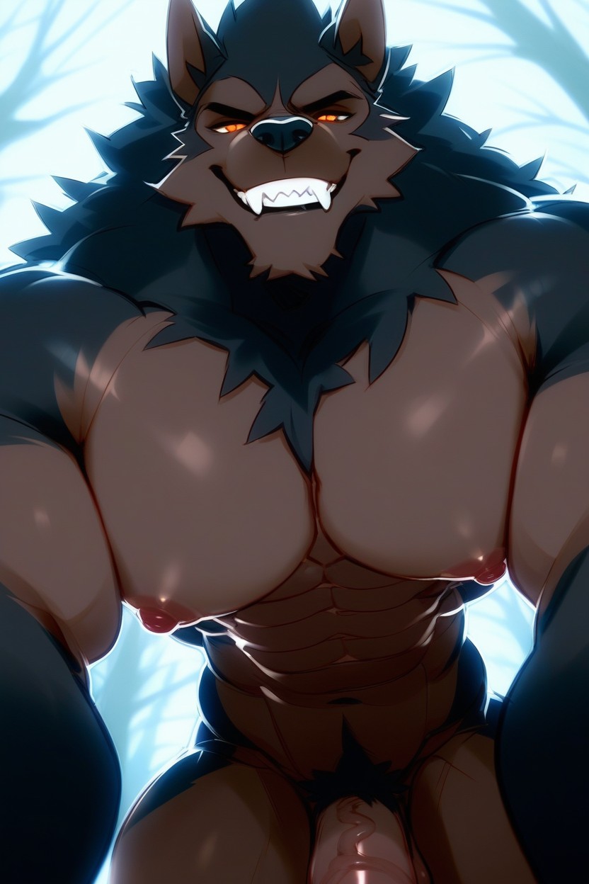 Sharp Teeth, Waist, Pink Penis Porno IA Furry