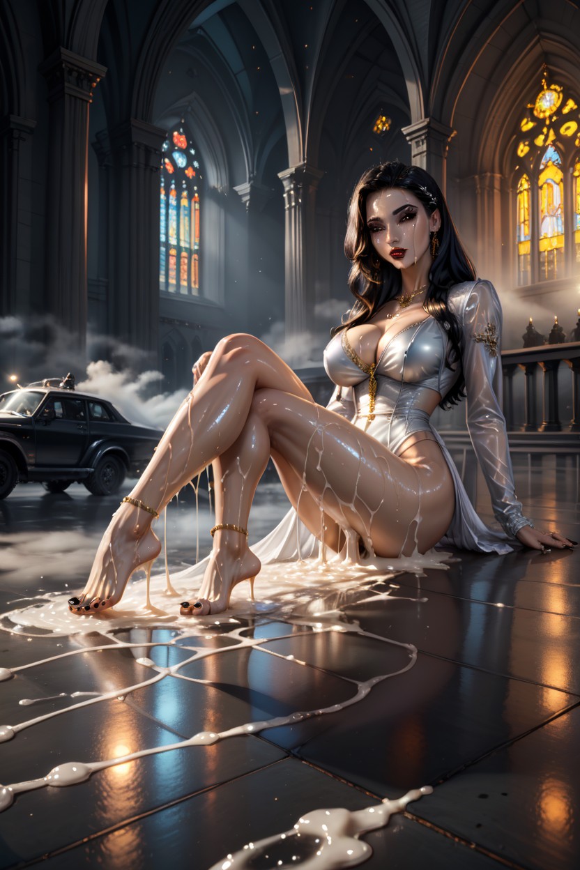 Golden Anklets Jewelry, Perfect Body, Long Elegant Feet Shemale AI Porn