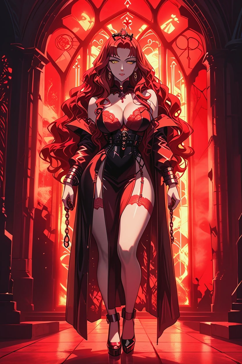 Waist, A Soft But Dominant Expression High Detail, Curvy Hourglass Figure Hentai AI Porn