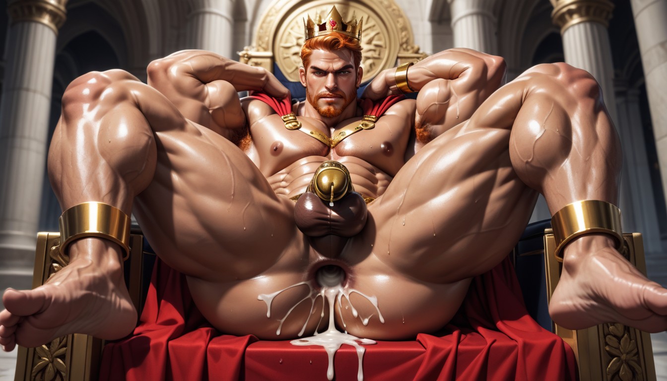 Thick Build, Chastity Cage, Wide Angle AI Gay Porn